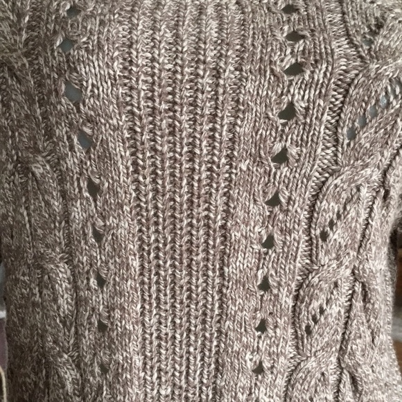 LUCKY BRAND Brown Long Sleeve Cable Knit Pull Over Sweater Wool Blend Women's M - Picture 2 of 7